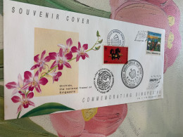 Hong Kong Stamp Orchid FDC 1990 Exhibition Special Crown Chop Of HK Before 1997 - Cartas & Documentos