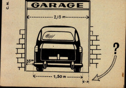 FICHE 13,5/10,5 CM.. GARAGE  2,15 M..  AUTO 1,50 M... ?  ..MATHEMATIQUE....DOS VIERGE - Andere & Zonder Classificatie