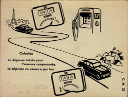 FICHE 13,5/10,5 CM..calculez La Depense Totale Pour L'essence Consommee  Par Km.   MATHEMATIQUE..DOS VIERGE - Sonstige & Ohne Zuordnung