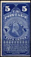 ÉTATS-UNIS / USA - 1875 German Reproduction ("LICHTDRUCK") Of Sc.PR5 5c Dark Blue - Journaux & Périodiques