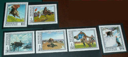 Mongolia 1976 - Mi.1016-21 - Paintings / Horses / Sports - MNH - Mongolei