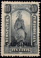 ÉTATS-UNIS / USA - 1875/85 Issue  German Reproduction ("FACSIMILE") Of Sc.type N4 10c Black - No Gum - Zeitungsmarken & Streifbänder