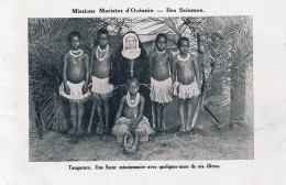 C5- MISSIONS MARISTES D ' OCEANIE - ILES SALOMON - TANGARARE - UNE SOEUR AVEC QUELQUES UNES DE SES ELEVES - 2 SCANS - Isole Salomon