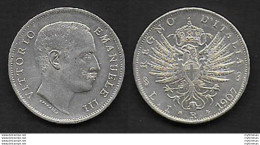 1907 Italia VE III Lire 1 Aquila Sabauda In Argento FDC - 1900-1946 : Vittorio Emanuele III & Umberto II