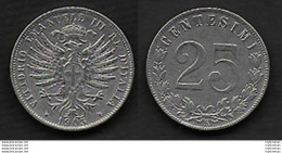 1903 Italia VE III 25c. Aquila Sabauda In Nichelio SPL - 1900-1946 : Victor Emmanuel III & Umberto II