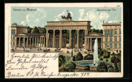 Lithographie Berlin-Tiergarten, Das Brandenburger Thor  - Dierentuin