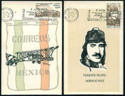 MEXICO 1967 FIRST AIRMAIL FLIGHT 50th. Anniv. 2 FDC MAXI CARD SET, See Image, All Different, Rare Thus! - Mexico