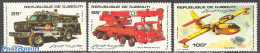 Djibouti 1984 Fire Corps 3v, Mint NH, Transport - Automobiles - Fire Fighters & Prevention - Aircraft & Aviation - Cars