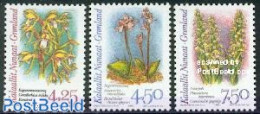 Greenland 1996 Arctic Orchids 3v Phosphor (from Sheet), Mint NH, Nature - Flowers & Plants - Orchids - Unused Stamps