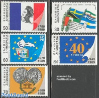 Greece 1989 Mixed Issue 5v Coil, Mint NH, History - Various - Europa Hang-on Issues - Flags - Money On Stamps - Nuevos