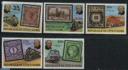Ivory Coast 1979 Sir Rowland Hill Death Centenary 5v, Mint NH, Nature - Transport - Birds - Sir Rowland Hill - Stamps .. - Unused Stamps