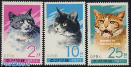 Korea, North 1977 Cats 3v, Mint NH, Nature - Cats - Corea Del Nord
