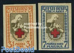 Estonia 1921 Red Cross 2v Imperforated, Mint NH, Health - Red Cross - Croce Rossa