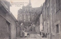 D13-60) CHAUMONT EN VEXIN - OISE - EGLISE SAINT JEAN BAPTISTE ET L ' ESCALIER - ANIMEE - HABITANTS - ( 2 SCANS ) - Chaumont En Vexin