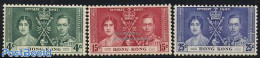 Hong Kong 1937 Coronation 3v, Mint NH, History - Kings & Queens (Royalty) - Ungebraucht