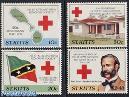 Saint Kitts/Nevis 1992 Red Cross 4v, Mint NH, Health - History - Various - Red Cross - Flags - Maps - Red Cross