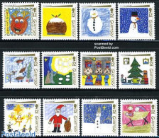 Guernsey 1991 Christmas 12v, Mint NH, Religion - Christmas - Art - Children Drawings - Navidad
