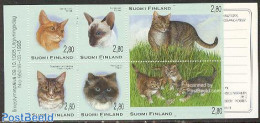 Finland 1995 Cats 6v In Booklet, Mint NH, Nature - Cats - Stamp Booklets - Nuevos