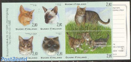 Finland 1995 Cats 6v In Booklet, Mint NH, Nature - Cats - Stamp Booklets - Unused Stamps