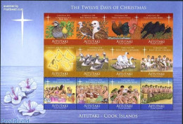 Aitutaki 2011 The Twelve Days Of Christmas S/s, Mint NH, Nature - Performance Art - Religion - Birds - Dance & Ballet .. - Danza