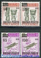 Indonesia 1978 Postage Due 2 Pairs, Mint NH, Performance Art - Music - Musical Instruments - Música