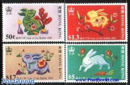 Hong Kong 1987 Year Of The Rabbit 4v, Mint NH, Nature - Various - Animals (others & Mixed) - Rabbits / Hares - New Year - Unused Stamps