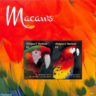 Antigua & Barbuda 2014 Macaws 2v M/s, Mint NH, Nature - Birds - Parrots - Antigua And Barbuda (1981-...)