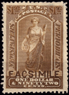 ÉTATS-UNIS / USA - 1875/85 Issue  German Reproduction ("FACSIMILE") Of Sc.type N6 $1.92 Brown - No Gum - Journaux & Périodiques