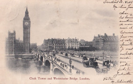 D24-  LONDON - CLOCK TOWER AND HOUSES WESTMINSTER BRIDGE - EN 1904 - ( 2 SCANS ) - Tower Of London