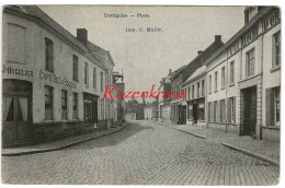 Dottignies Dottenijs La Place CPA Rare Moeskroen Mouscron Cafe De La Bourse (Hugelier) A La Cloche D'Or - Mouscron - Moeskroen