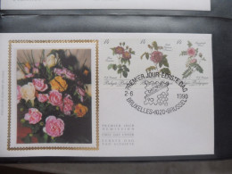 Belgique Belgie  Fdc  Soie  Fdc Z/s 2370/2375 Oblitéré Gestempelt Bruxelles Roses Rozen Redoute   1990 - 1981-1990