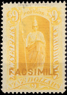 ÉTATS-UNIS / USA - 1875/85 Issue  German Reproduction ("FACSIMILE") Of Sc.type N9 $9 Yellow Orange - No Gum - Giornali & Periodici