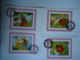 SHARJAH  USED 4 SHEET IMPERFORATE  INSECTS LADYBIRDS BEES  1972 - Abejas