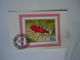 SHARJAH  USED  SHEET IMPERFORATE  INSECTS  BEES 1972 - Abejas