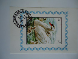 SHARJAH  USED  SHEET IMPERFORATE  BIRDS  BIRD SWANS - Cigni