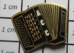 718c Pin's Pins / Beau Et Rare / MUSIQUE / ACCORDEON NOIR ET OR ACC - Music