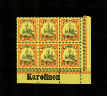 Karolinen: MiNr. 11, Vom Eckrand, 6er Block Mit Inschrift, Postfrisch, ** - Isole Caroline