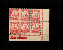 Karolinen: MiNr. 9, Vom Eckrand, 6er Block Mit Inschrift, Postfrisch, ** - Carolines