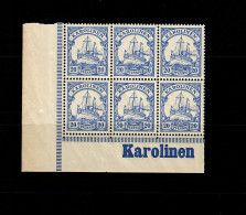 Karolinen: MiNr. 10, Vom Eckrand, 6er Block Mit Inschrift, Postfrisch, ** - Carolines