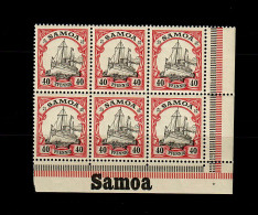 Samoa: MiNr. 13, 6er Block Vom Eckrand Rechts Mit Inschrift, Postfrisch, ** - Samoa