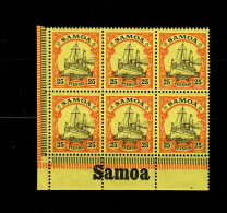 Samoa: MiNr. 11, 6er Block Vom Eckrand Mit Inschrift, Postfrisch, ** - Samoa