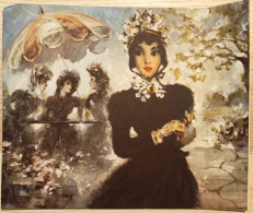 Reproduction De Tableau Non Signé Sur Papier Cartonné - Dim25,5/30cm - Jeune Femme En Noir - Altri & Non Classificati