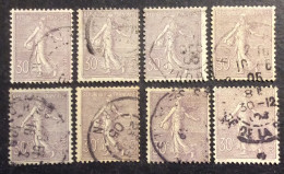 136S(1) (1) Semeuse 133 30 C Lilas Lot De 8 Oblitérés (52€) - 1903-60 Sower - Ligned