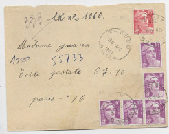 FRANCE GANDON 10FR VIOLETX5+15FR ROUGE LETTRE REC PROVISOIRE HOROPLAN TREBES 2.4.1949 AUBE - 1945-54 Maríanne De Gandon