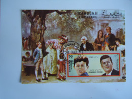 SHARJAH  USED  SHEET IMPERFORATE  Painting Kennedy - Kennedy (John F.)