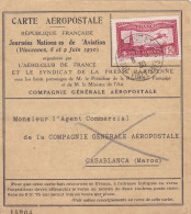 2 Cartes De L'aeropostale  FRANCE-MAROC ,journées Nationales 8 Et 6 Juin 1930 ,,,VINCENNES - 1927-1959 Cartas & Documentos
