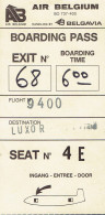 Air Belgium - Belgavia Ticket D'embarquement (Boarding Pass) Vers Luxor (Égypte) 1992 - Eintrittskarten
