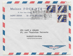 CFA 5FR TROYES X3 LETTRE AVION SAINT DENIS 3.9.1966 REUNION - Lettres & Documents