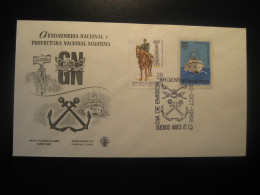 1968 Gendarmeria Prefactura Maritima Maritime Prefecture Gendarmerie Police Ship FDC Cancel Cover ARGENTINA Buenos Aires - Police - Gendarmerie