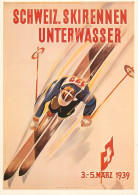 Postcard Winter Sports Ski Schweiz Skirennen Unterwasser 1939 - Sports D'hiver